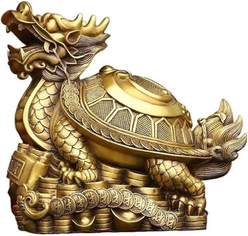 Skulpturen Antikes Dekor Handwerk Metall Messing Drachenschildkröte Ornamente Bücherregal Weinschrank Dekorative Skulptur Büroarbeitsplatte(M) von BCLYERBJ