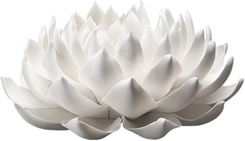 Skulpturen Desktop Crafts Pflanze Statue Ornamente Weiß Lotus Keramik Dekorationen Villa Studie Tee Zimmer Dekorative Handwerk Desktop(L) von BCLYERBJ