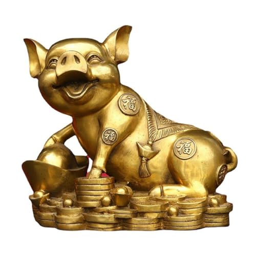 Skulpturen Kupferwaren Messing Schwein Ornamente Eingerichtet Handwerk Desktop Feng Shui Reichtum Ornamente Kupfer Statue(M) von BCLYERBJ