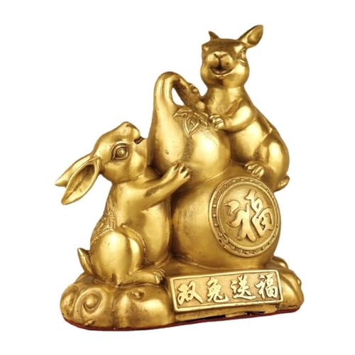 Skulpturen Messing Kaninchen Desktop Handwerk Kupfer Ornamente Büro Desktop Kupfer Statue von BCLYERBJ
