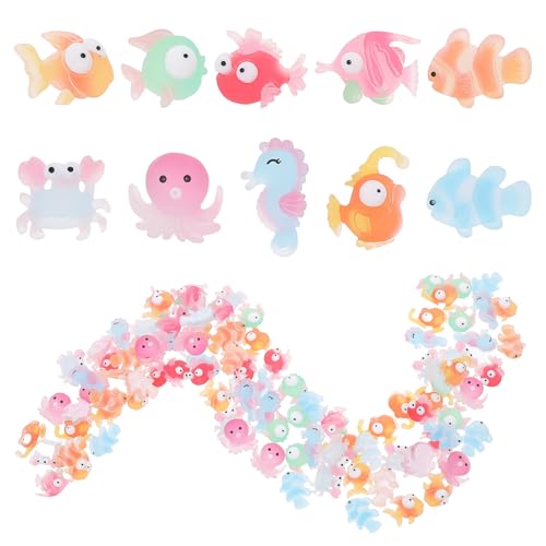 BCOATH 100 Stück Teiliges Resin Meerestiere Figuren Bunte Tier Miniaturen Detailreiche Aquarium Deko für Teich Puppenhaus Garten Vielseitige Micro Landschaft Gestaltung von BCOATH