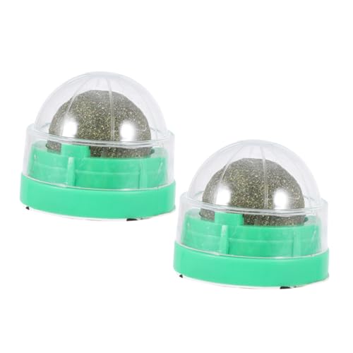 BCOATH 2 STÜCK Drehbarer Katzenminze leckball Natürlicher Katzensnack aus Actinidia Polygama Fördert Verdauung Zahnpflege Spielerischer Mintball Haftbar für Katzenwand Grün von BCOATH