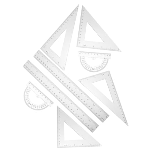 BCOATH 2 Sätze Transparentes Lineal Set Winkelmesser Dreieck Lineal Gerade Lineale Leicht Tragbar Für Zeichnen Architektur Schule Büro von BCOATH