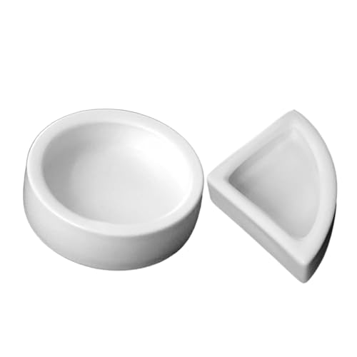 BCOATH 2 Stück Keramik Reptilien Futternapf Mittelgroß Wasserschale Schildkröten Wassernapf Futterbehälter Fluchtsicher Geeignet für Eidechsen und Kleine Reptilien von BCOATH