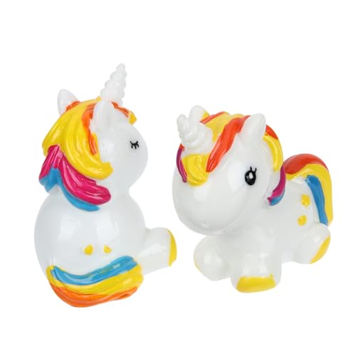 BCOATH 2 Stück Miniatur Einhorn Deko Resin Figuren Langebige Handgefertigte Einhorn Ornamente für Garten Bonsai Mikrolandschaften und Geburtstagsdekoration von BCOATH