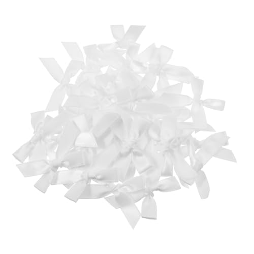 BCOATH 200 Stück Mini Satin Schleifen Weiß Kleine Geschenkverpackung Deko Schleifen für Basteln Hochzeit Geburtstag Weihnachten DIY Geschenkverzierung von BCOATH