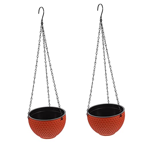 BCOATH 2stücke Hängende Blumenampeln Robuste Blumentöpfe Aus Kunststoff Ziegelrot Für Drinnen Und Draußen Mit Hoher Tragfähigkeit Und Elegantem Design Für Balkon Und Garten von BCOATH