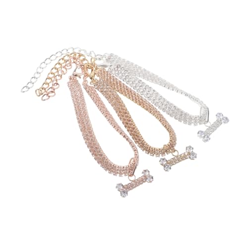 BCOATH 3stücke Hundehalsband Für Welpen Katzenhalsband Mit Strass Verstellbares Haustierhalsband Knochenförmiger Hundezubehör Katzenhalsband-zubehör Glitzerndes Tierhalsband von BCOATH