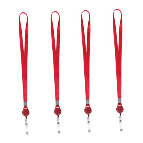 BCOATH 4 Stück Rote Lanyards mit Clip Verstellbare für Ausweis Arbeits und Schulkarte Strapazierfähiges Sicherheitsmaterial für Erwachsene und Praktisches Schlüsselband zum Umhängen von BCOATH