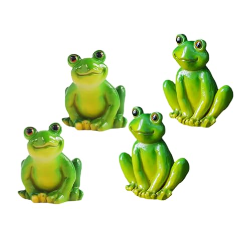 BCOATH 4 Stück Teiliges Mini Frosch Deko Robustem Resin Realistische Garten Aquarienfiguren Natürliche Mini tierfiguren für Teiche Pflanzgefäße und Terrarien Wetterbeständig und von BCOATH
