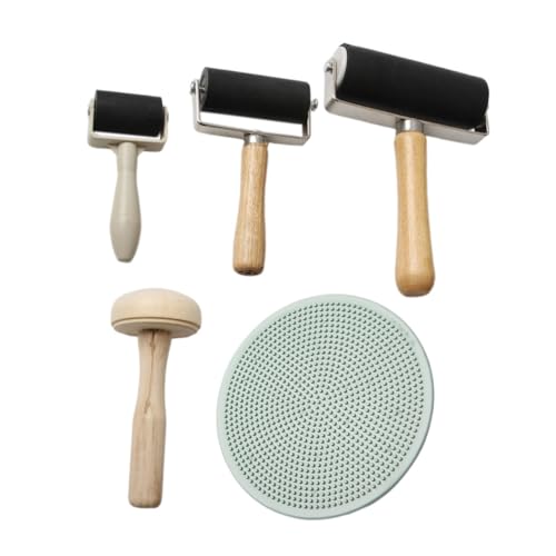 BCOATH 5 Stück Teiliges DIY Linoldruck Set mit Robusten Holz Pilzrollen Rutschfesten Gummi Rollern und Kunststoff Baren Ergonomisch Leicht für Künstler und Anfänger im Kreativen BCOATH 5 Stück Teiliges DIY Linoldruck Set mit Robusten Holz Pilzrollen Rutschfesten Gummi Rollern und Kunststoff Baren Ergonomisch Leicht für Künstler und Anfänger im Kreativen von BCOATH