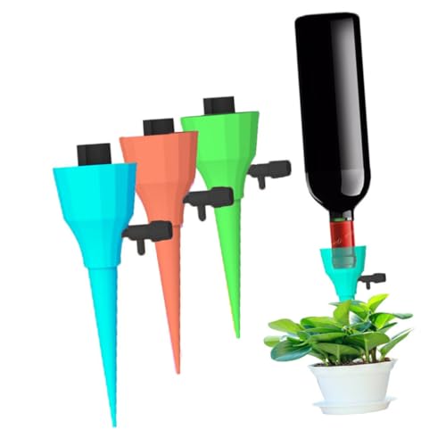 BCOATH 6 Stück Automatische Pflanzenbewässerung mit Konstantem Druck und Einstellbarem Wasserfluss Bewässerungssystem für Zimmerpflanzen und Garten Inklusive Schalter für Zufällige Farbe von BCOATH