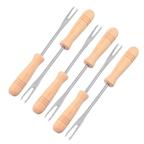 BCOATH 6 Stück Teiliges Corn The Cob mit Holzgriff Wiederverwendbare Edelstahl Maishalter Vielseitige Spieße für Obst Snacks und Grillen Praktische Home Cooking Gabeln von BCOATH
