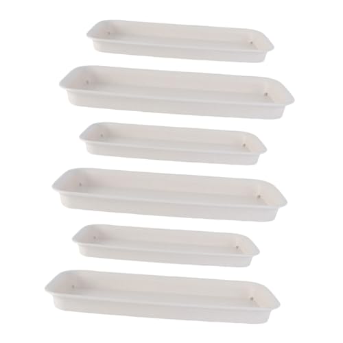 BCOATH 6stücke Rechteckiger Untersetzer Für Pflanzen Aus Kunststoff Beige Tropfschalen Für Blumentöpfe Wasserschalen Für Zimmerpflanzen Passend Für Fensterbänke Und Innenbereich von BCOATH
