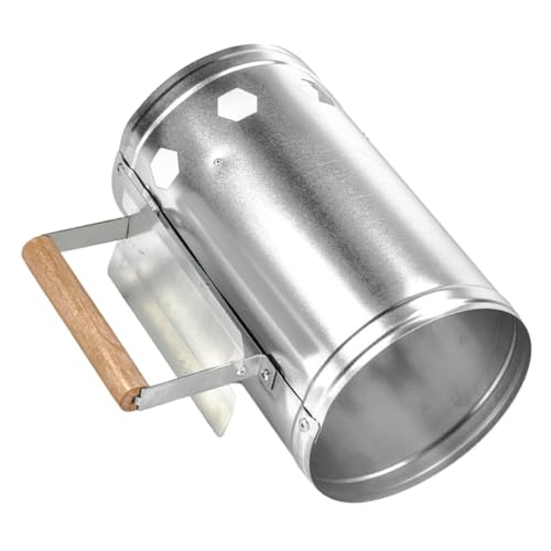BCOATH Anzündkamin aus Verzinktem mit Hitzebeständigem Holzgriff Großer Luftzufuhr Schneller Holzkohleanzünder für Kamin Grill Camping und Outdoor Barbecue von BCOATH