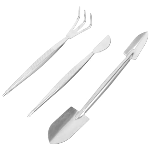 BCOATH Edelstahl Bonsai Gartentools Set mit Ergonomischen Pinzetten Rechen und Doppelseitiger Schaufel für Bodenlockerung Moospflege und Umtopfen im Garten BCOATH Edelstahl Bonsai Gartentools Set mit Ergonomischen Pinzetten Rechen und Doppelseitiger Schaufel für Bodenlockerung Moospflege und Umtopfen im Garten von BCOATH