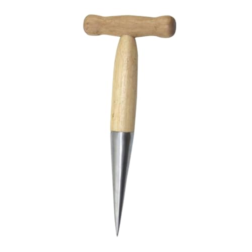 BCOATH Edelstahl Pflanzenstecher mit Holzgriff Robuster Hand Dibber für Blumenzwiebeln Pflanzhilfe zum Aussäen und Bodenlockern im Garten Langlebiges Gartenzubehör für Hobbygärtner von BCOATH