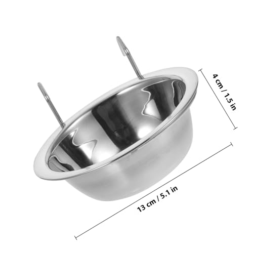 BCOATH Edelstahl Vogelkäfig Futterspender mit Haken Verschleißfest Vielseitig für Papageien Kanarienvögel Hamster Nagetiere Geeignet als Futter Wasserschale im Käfig Praktisch zum von BCOATH