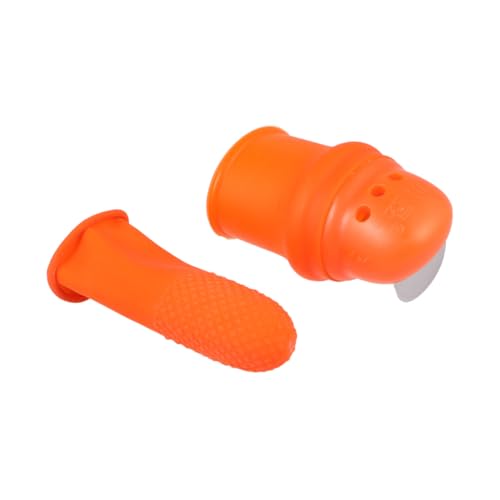 BCOATH Garten Daumenmesser Fingerschutz Pflücker Werkzeug für Gemüse Obst Ernte Pruning Handschuh S Orange Gelb Ergonomisch Langlebig Elastisch von BCOATH