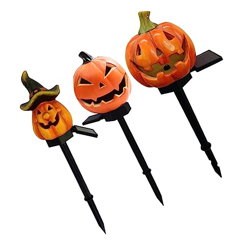 BCOATH Led Ligts Halloween-Jack-O-Laterne Solar-Außenleuchten Terrassenlampen Kürbis-Dekoration Gartenpfahl-Lampe Solarleuchte Rasendekorationen Solar-Gartenleuchte Nimh-Batterien von BCOATH