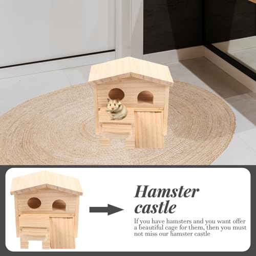 BCOATH Hamsterhaus aus Hochwertigem Holz Doppellagiges Nagerversteck mit Großem Raum für Schlaf und Spiel Verschleißfestes Kleintiernest als Chinchilla Käfig Zubehör und Ratten von BCOATH