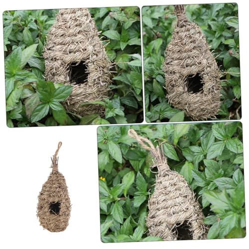 BCOATH Handgefertigtes Vogelnest aus Natürlichem Stroh Hängendes Vogelhaus Wetterfestes Vogelschutzhaus Rustikales Nest für Kanarienvögel und Kleine Ziervögel Dekoratives Vogelhaus für von BCOATH