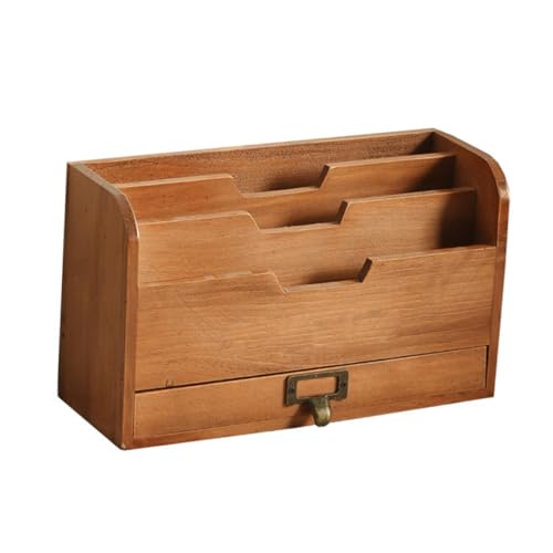 BCOATH Hölzernes Desktop organizer Regal Mehrschichtiges Aufbewahrungsregal aus Premium holz Stabiles Schreibtischzubehör für Bücher und Dokumente Praktischer Ablagehalter für Büro und von BCOATH