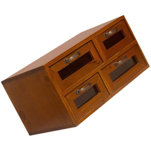 BCOATH Holz Organizer mit Doppellagige Aufbewahrungsbox für Schreibtisch Vintage Stauraum für Schmuck Kosmetik und Büroutensilien Praktischer Desktop Organizer für Büro und Zuhause von BCOATH