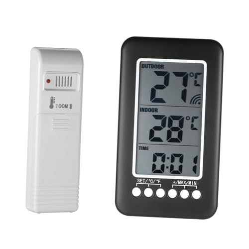 BCOATH Kabelloses Thermometer mit Digitaler Anzeige für Innen und Außen Temperatur Zeitmessung Niedrigtemperaturalarm Batteriebetrieben Reichweite für Zuhause Kühlschrank und BCOATH Kabelloses Thermometer mit Digitaler Anzeige für Innen und Außen Temperatur Zeitmessung Niedrigtemperaturalarm Batteriebetrieben Reichweite für Zuhause Kühlschrank und von BCOATH