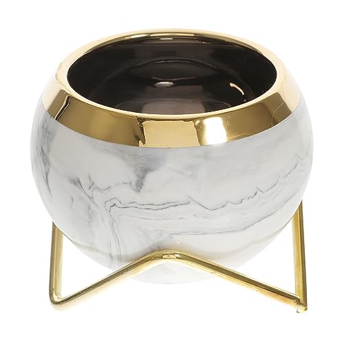 BCOATH Nordic Style Keramik Blumentopf Für Sukkulenten Eleganter Pflanztopf Für Innenräume Für Kleine Pflanzen Mit Goldenen Rändern Zeitloses Design Für Zuhause Und Büro von BCOATH