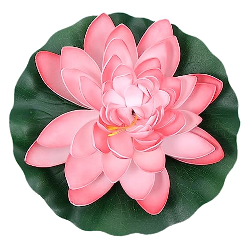 BCOATH Künstlicher Lotus Simulation Von Lotuslilien Aquarium-dekor Gefälschte Lotusblätter Simulierte Schwimmende Pflanze Wunderschöne Schwebende Blumen Künstliche Seerose Eva Rosa von BCOATH