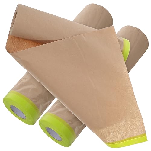 BCOATH Maskierung Zum Lackieren 3 Rollen Masking Film 6 X 50 Lackschutzfolie Auto Masking Paper Craft Paper Roll von BCOATH