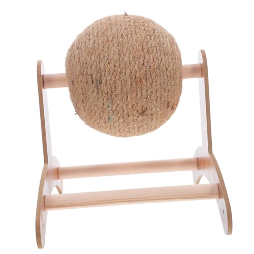 BCOATH Natürlicher Sisal Katzenball Kratzspielzeug mit Robustem Handwickel Design und Stabilem Holzständer Interaktiver Kratzball für Indoor Katzen Fördert Bewegung und Krallenpflege von BCOATH