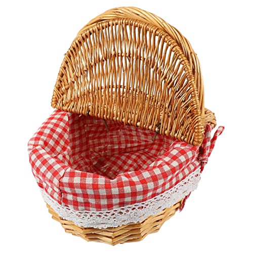 BCOATH Picknickkorb Aufbewahrungskorb aus handgeflochtener Korb Obst Wäschekorb Kleider Gemüsekorb Outdoor-Korb groß Blumenkorb Einkaufskorb Gewobener Korb Braut Finishing-Korb Wicker rot von BCOATH