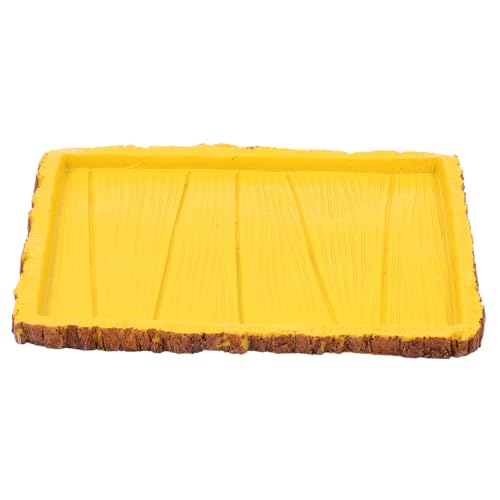 BCOATH Reptilien Futterschale aus Robustem Harz in Natürlicher Felsenoptik Multifunktionaler Wassernapf und Futterbehälter für Terrarien mit Landschildkröten und Echsen Gelb von BCOATH