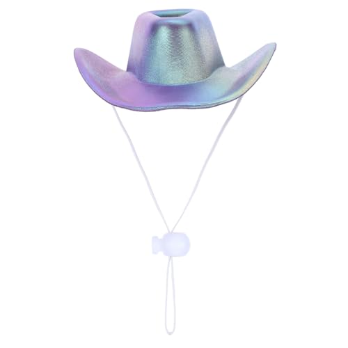 BCOATH Verstellbarer Cowboyhut für Kleine Haustiere Sommerhut zur Sonnenabschirmung Modischer Hundehut mit Glänzender Dekoration für Aufnahmen Party und Alltag von BCOATH