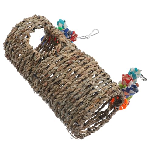 BCOATH Vogelschaukel aus Stroh Verschleißfestes Hängespielzeug für Papageien und Kleine Vögel Kreatives Rundes Design für Nymphensittiche und Wellensittiche Fördert Beschäftigung und von BCOATH