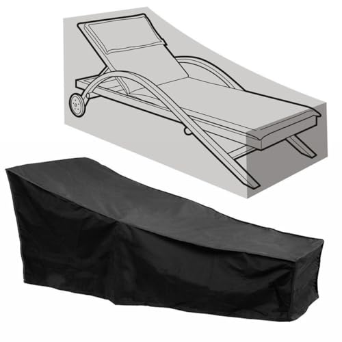 BCOATH Wasserdichte Oxford Gartenliege Abdeckung für Garten Balkon Outdoor Langlebiger Schutz vor Schmutz Sonne Regen Liegestuhl Hülle in Schwarz von BCOATH