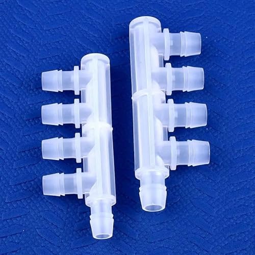 BCOMFY 5~200 Stücke 2,4~9,5mm PP Gleicher Durchmesser 5-Wege-Anschluss Aquarium Tank Luftpumpe Schlauchverbindung Gartenbewässerungssystem Rohr Pagodenverbindungen(6.4mm,20 Pieces) von BCOMFY