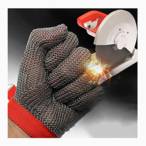 BCPPO Kettenhandschuh Anti-Schnitt-Handschuhe aus Metall Kettenhemd-Handschuhe, Sicherheitshandschuhe for Schneiden von Glas, stichfeste Handschuhe, verstellbare Handschlaufe (Size : 1PCS/L) von BCPPO