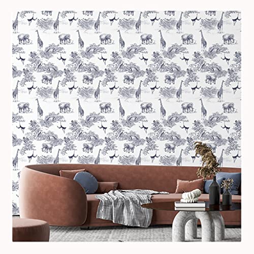 BCPPO Tapete Selbstklebende PVC-Tapete, Wandrenovierungs-Wandaufkleber for Küche, Schlafzimmer, Kleiderschrank, Elefant-Giraffe-AFFE-Tapete (Color : White, Size : 45x300cm) von BCPPO