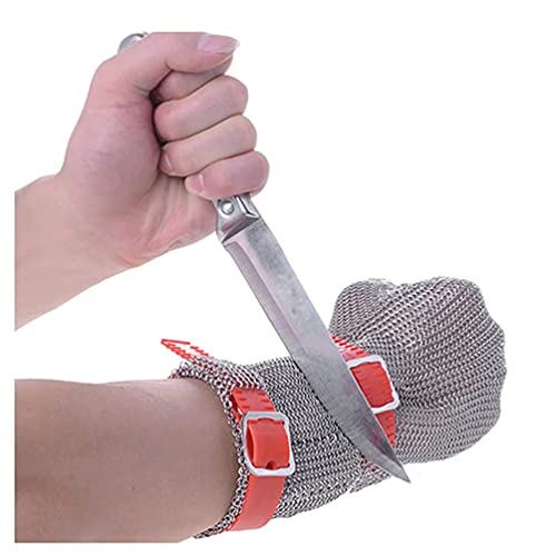 Kettenhandschuh Schnittfeste Handschuhe mit langem Arm, Arbeitsschutzhandschuhe for die Maschinenwerkstatt, leicht zu reinigende Kettenhandschuhe aus Metall ( Color : Arm length 22cm , Size : 1PCS/L ) von BCPPO