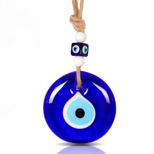 BCS Blauer böser Blick Dekor Home Wandbehang 8,9 cm Glas handgefertigt türkisches Nazar Amulett Glück und Schutz Charm von BCS