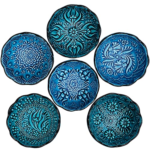 BCS Keramik-Schüsseln, 6 Stück, Sojasaucenschale, türkisfarbene handgefertigte dekorative Servierschalen (8.1 cm – 70.9 ml) von BCS