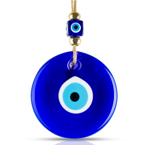 BCS Ojo Turco Wanddekoration, Größe XL, 13 cm, blaues Glas, türkisches griechisches Nazar-Amulett, Glücksbringer und Schutz, handgefertigt, zum Aufhängen für Zuhause, Büro, Garten, Tür von BCS