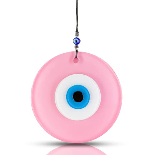 BCS Pink Evil Eye Decor Wandbehang, 11,9 cm, Glas, handgefertigt, türkisch, griechisch, Nazar-Amulett, Glück und Schutz, Ornament für Zuhause, Büro, Garten, Tür – Ojo Turco von BCS