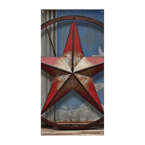 American Wastern Texas Star Door Cover Spring Summer Hanging Flag Veranda Sign Outdoor Seasonal Holiday Yard Decor for Haustür und Veranda von BCSRVCE