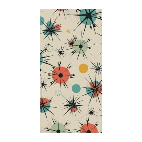 Atomic Stars Retro Muster Türabdeckung Frühling Sommer hängende Flagge Veranda Schild Outdoor saisonale Urlaub Hof Dekor für Haustür und Veranda von BCSRVCE