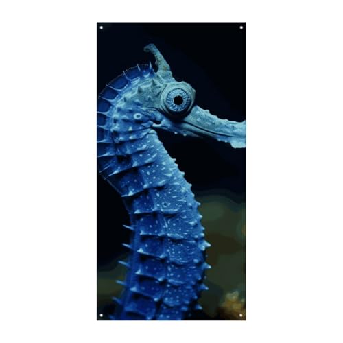Blaue Seepferdchen-Türabdeckung für Frühling und Sommer, hängende Flagge, Veranda, Schild, Outdoor, saisonale Feiertags-Hof-Dekoration für Haustür und Veranda Blaue Seepferdchen-Türabdeckung für Frühling und Sommer, hängende Flagge, Veranda, Schild, Outdoor, saisonale Feiertags-Hof-Dekoration für Haustür und Veranda von BCSRVCE