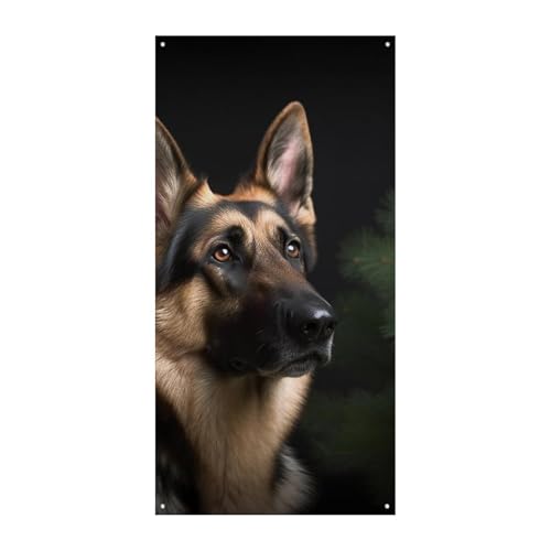 Deutscher Schäferhund Türabdeckung Frühling Sommer hängende Flagge Veranda Schild Outdoor saisonal Urlaub Hof Dekor für Haustür und Veranda von BCSRVCE